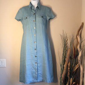 Boden Linen sheath shirt dress, button front